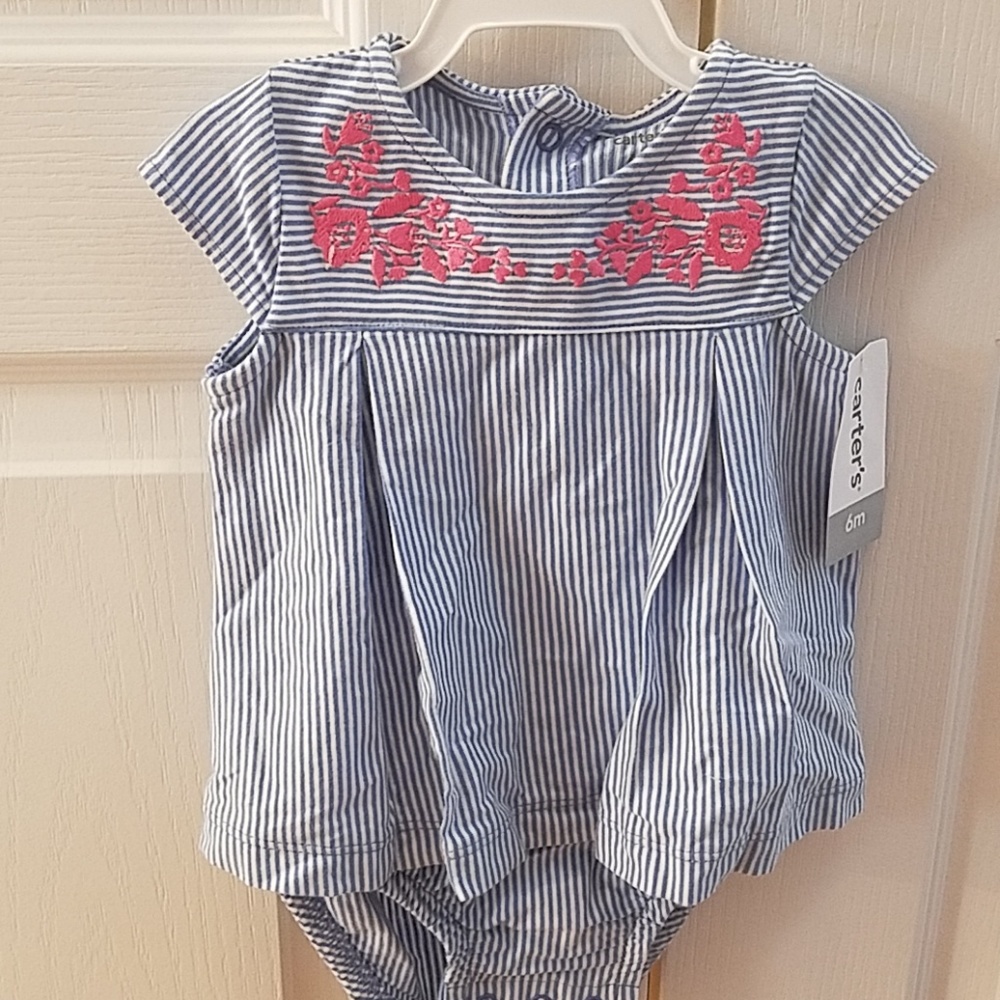 Carter's Striped Embroidered Sunsuit